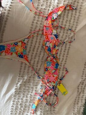 Floral Multi-Color Tie Bikini Set - Women's Swim